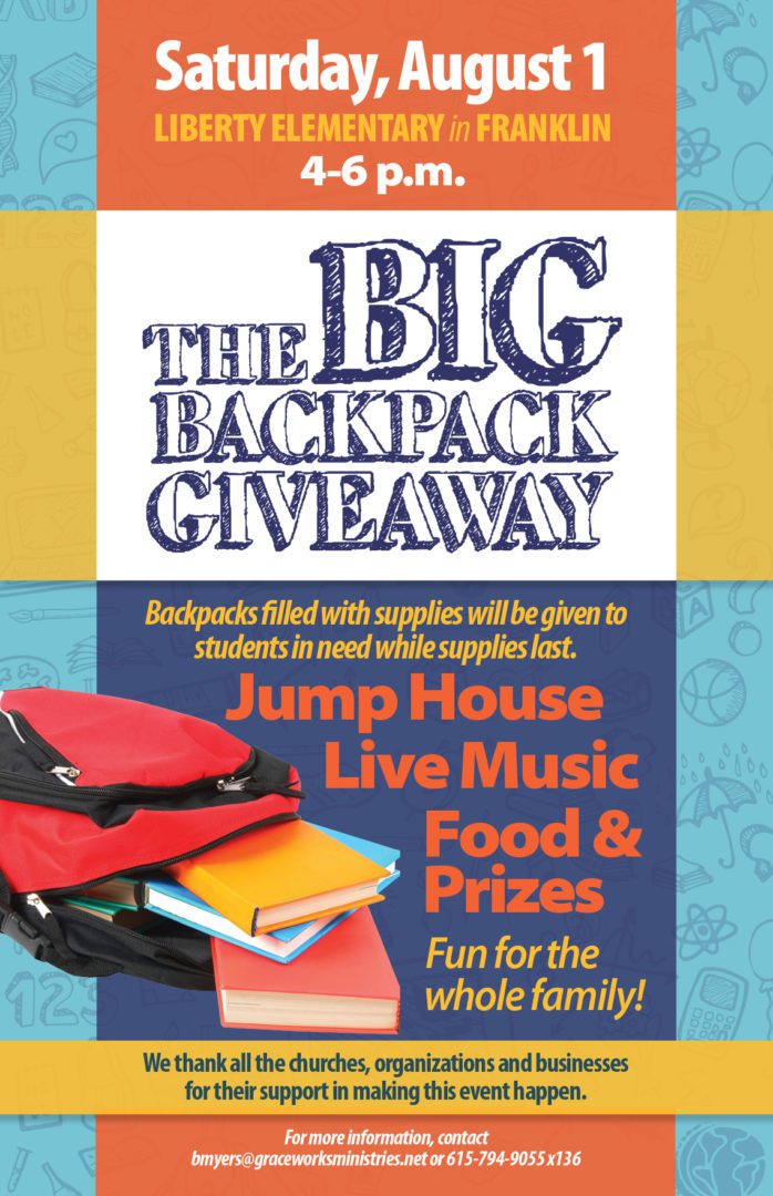 The BIG Backpack Giveaway, Kids Events Franklin TN, Franklin TN Kids Events, Franklin TN Children's events