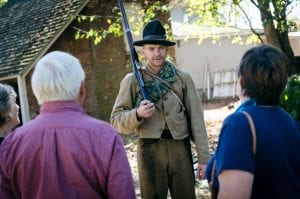 Soldier speaking with visitors