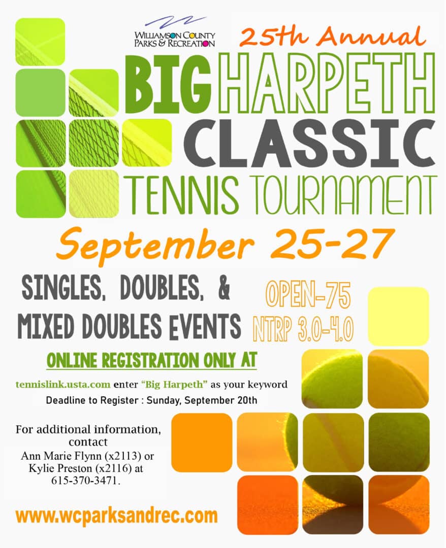 Tennis tournaments in Franklin and Williamson County, TN.