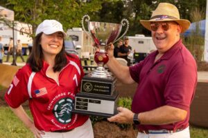 Crispin and John Menefee of Ironhorse Farms take …nning trophy - Chukkers for Charity Franklin Event
