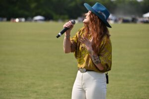 Layla Tucker singing National Anthem - Chukkers for Charity Franklin Event.