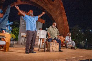 Kenny Dozier, Clark Harris and Pierre Johnson on stage in JITNEY