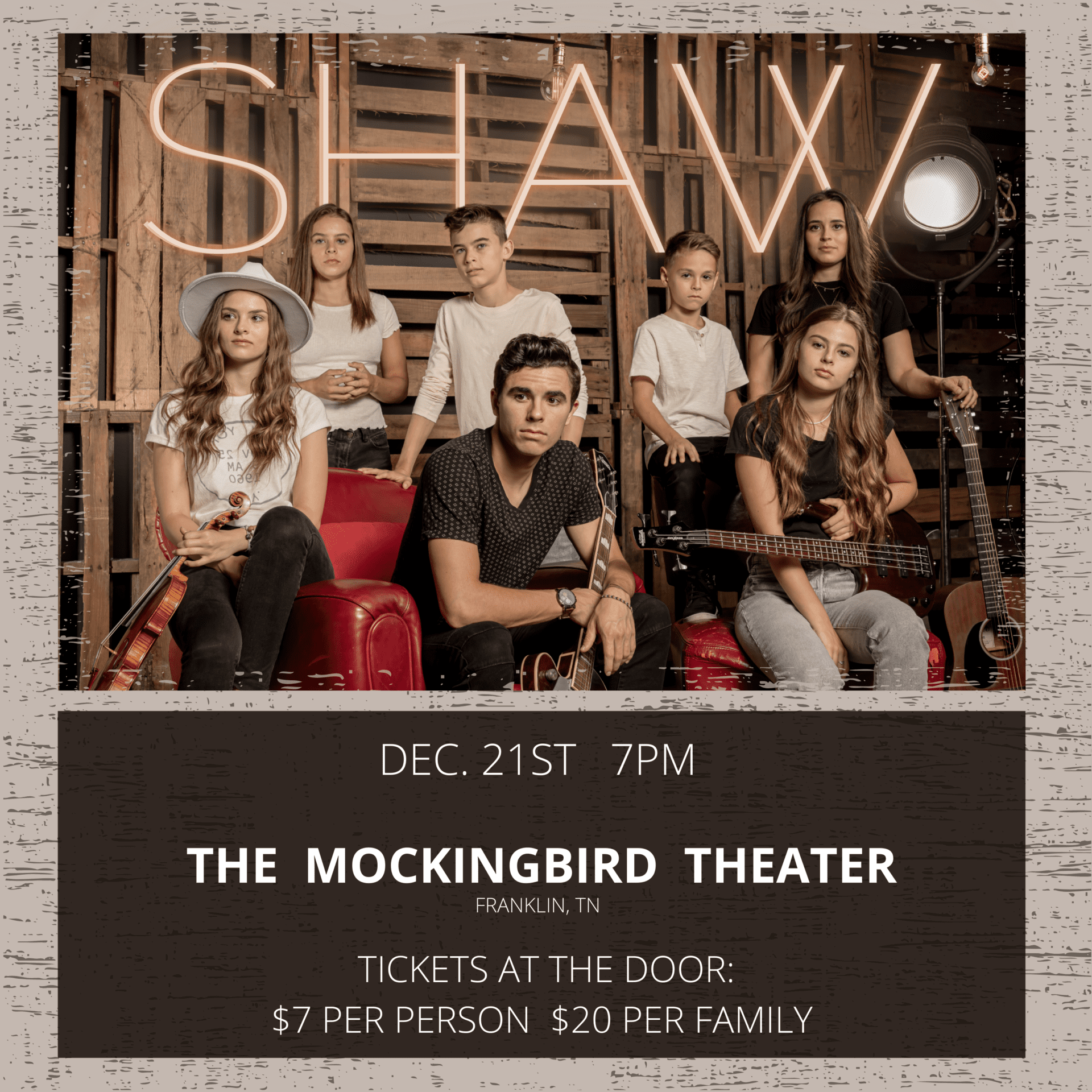 Shaw Band Christmas Show in Downtown Franklin TN.