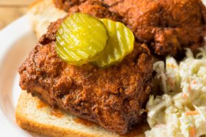 Hot chicken dish, Nashville Hot Chicken Restaurant.