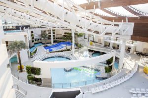 SoundWaves in Nashville TN, an 84-degree indoor oasis of 110,000 square-feet that allows guests to soak in the sun during the winter, surf on Nashville’s only FlowRider®, take a plunge off of a suspenseful waterslide, zip through the currents of a rpid river and more, additionally, the water attraction features an arcade with virtual relaity games, a rock climbing wall, game tables and more.