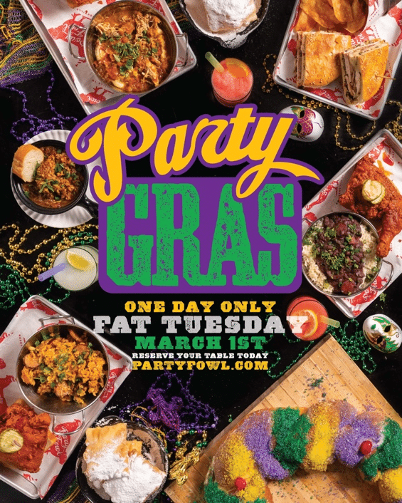 Party Fowl Franklin, TN Fat Tuesday Celebration, Party Gras.