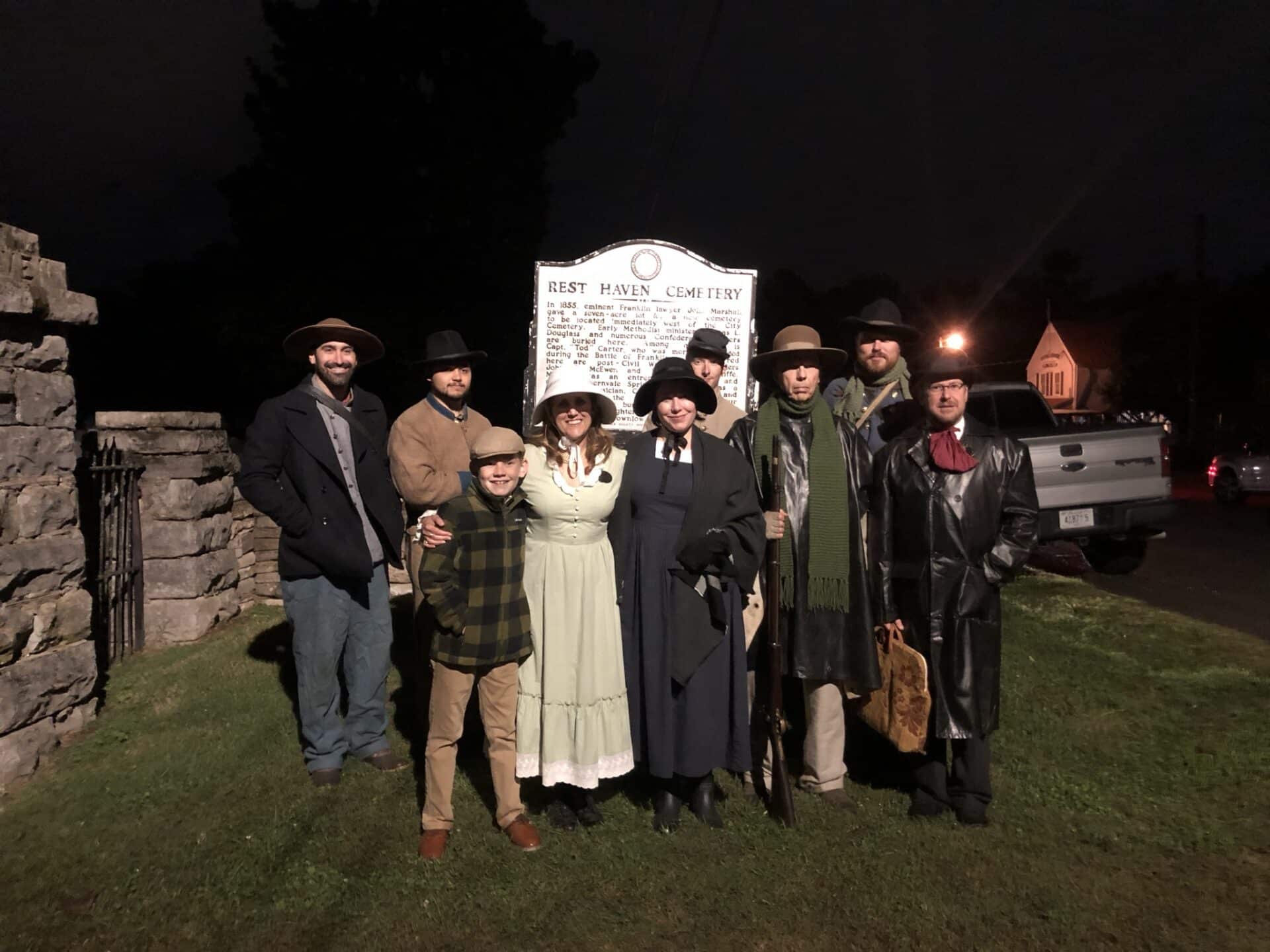 TOMBSTONE TALES Event in Downtown Franklin, TN, Franklin Walking Tours offers guided walking tours covering Franklin's History.