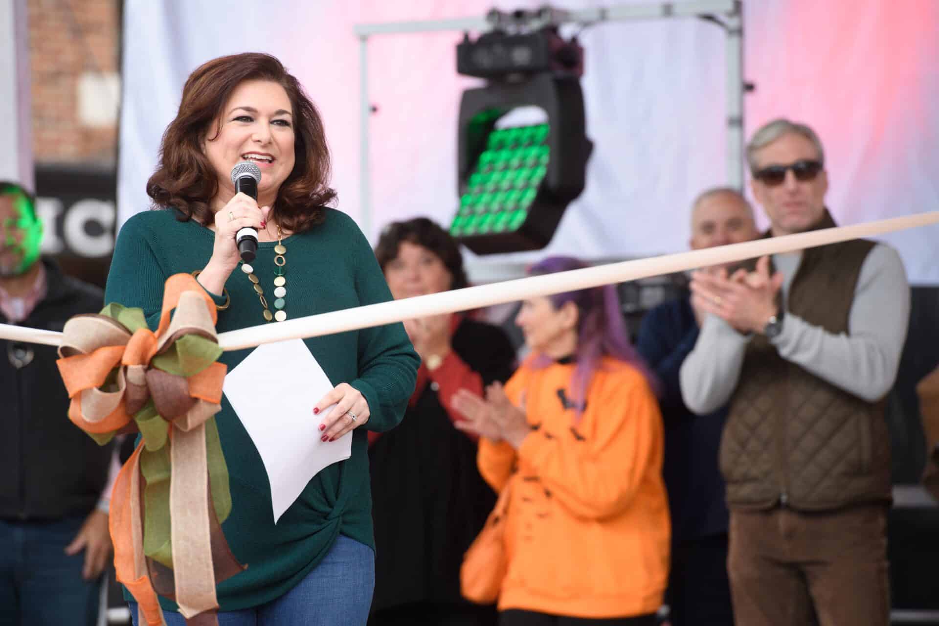 Bari Beasley speaking at PumpkinFest in Downtown Franklin, Tennessee, the festival offers arts and crafts, live entertainment, food vendors, a Kids Zone, costume contests, shopping and so much more!