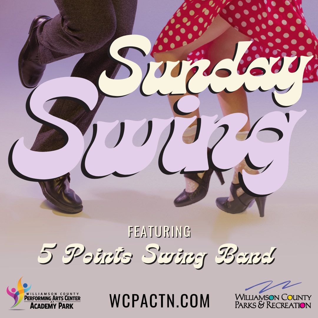 Sunday Swing performance in Franklin, TN featuring Middle Tennessee's premier big band, 5 Points Swing, under the direction of Chuck Hamilton