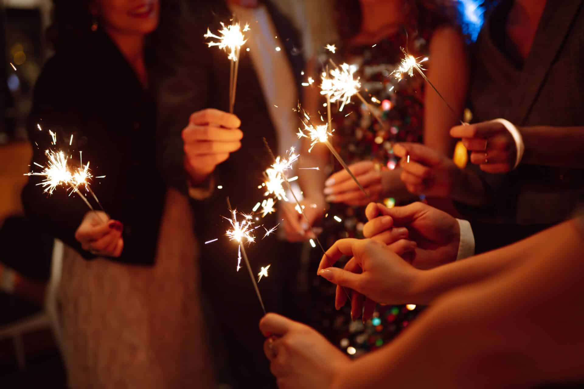 Sparklers being held at the Fourth of July Fireworks Event in Franklin, Tennessee.