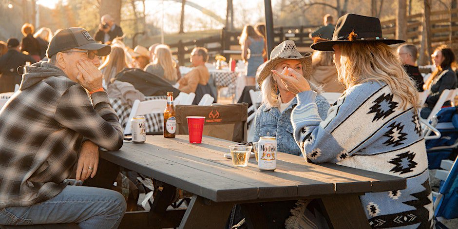 Outdoor seating at Ranch Round at Trace View Ranch in Franklin, TN, a night of country music and fun at Trace View Ranch! Experience an authentic Nashville style writers round with performances by Wil Nance, Josiah Siska, Andrew Bloom, Tiera Kennedy, Charly Reynolds, and Nicole Croteau.