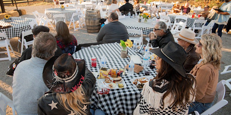 People socializing at Ranch Round at Trace View Ranch in Franklin, TN, a night of country music and fun at Trace View Ranch! Experience an authentic Nashville style writers round with performances by Wil Nance, Josiah Siska, Andrew Bloom, Tiera Kennedy, Charly Reynolds, and Nicole Croteau.