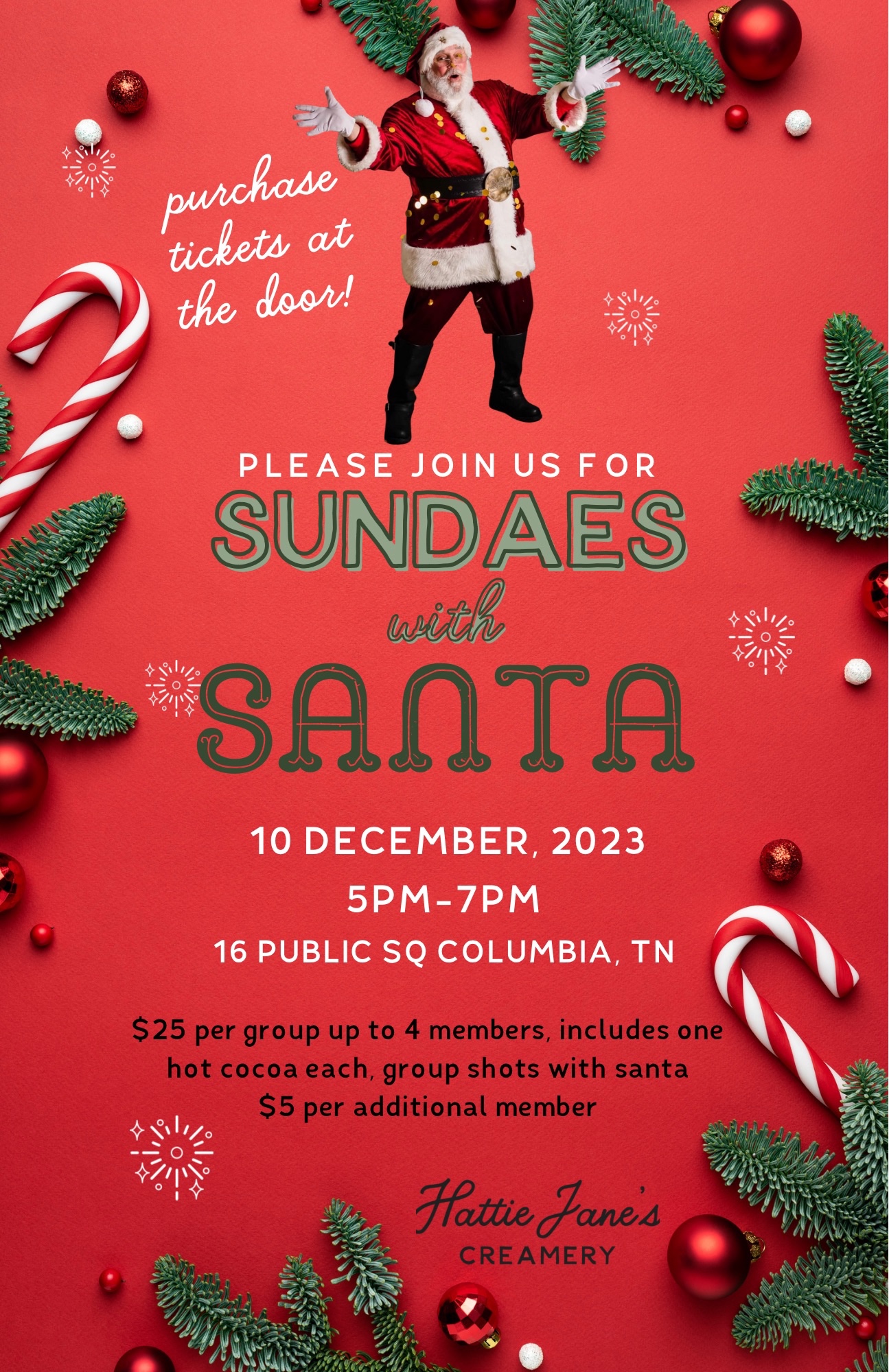 Sundaes with Santa Columbia TN Holiday Event.