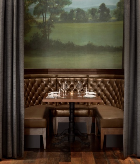 1799 Kitchen & Cocktails restaurant in downtown Franklin, a private dining booth is perfect for date night!