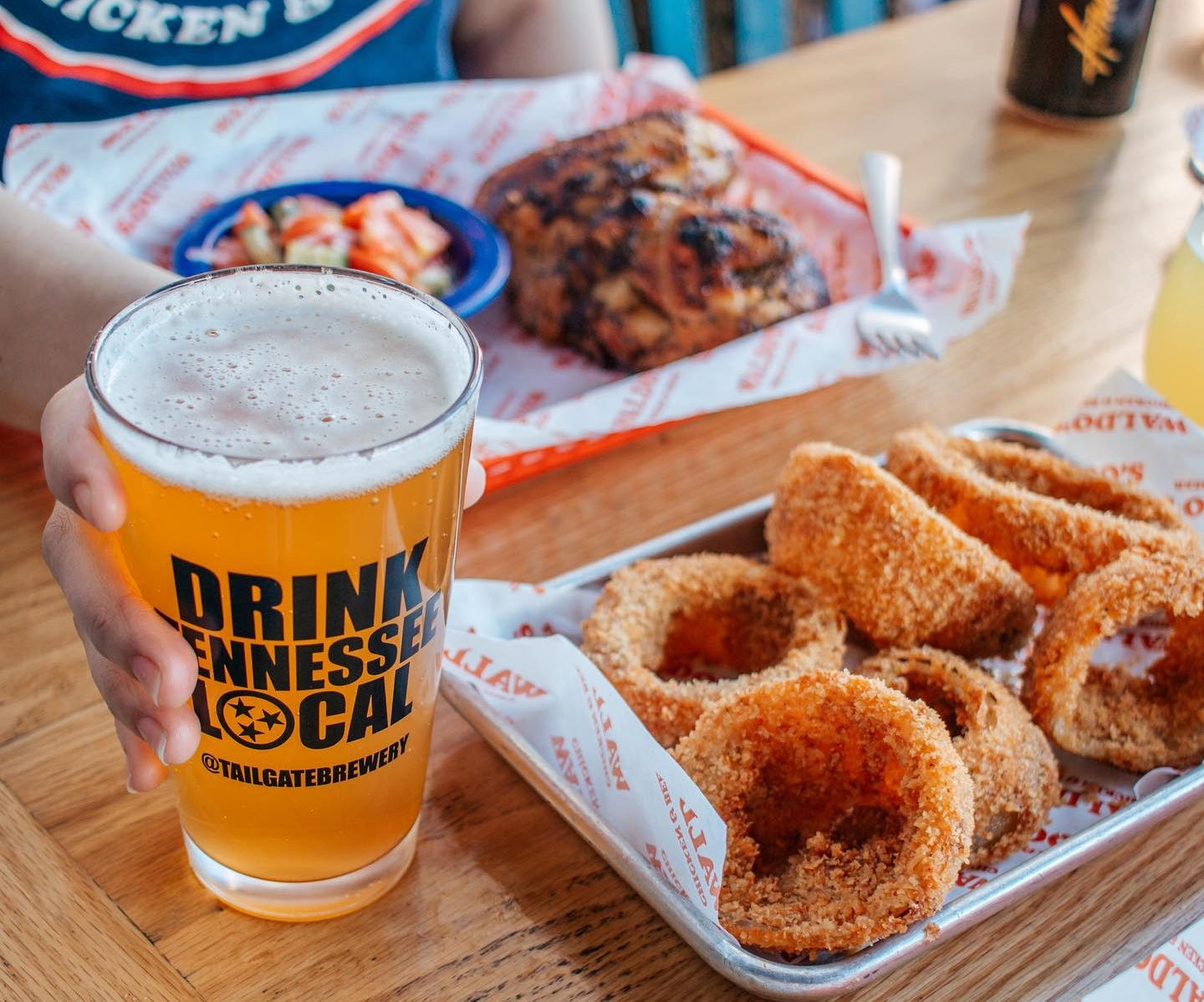 Waldos Chicken and Beer with Onion Rings
