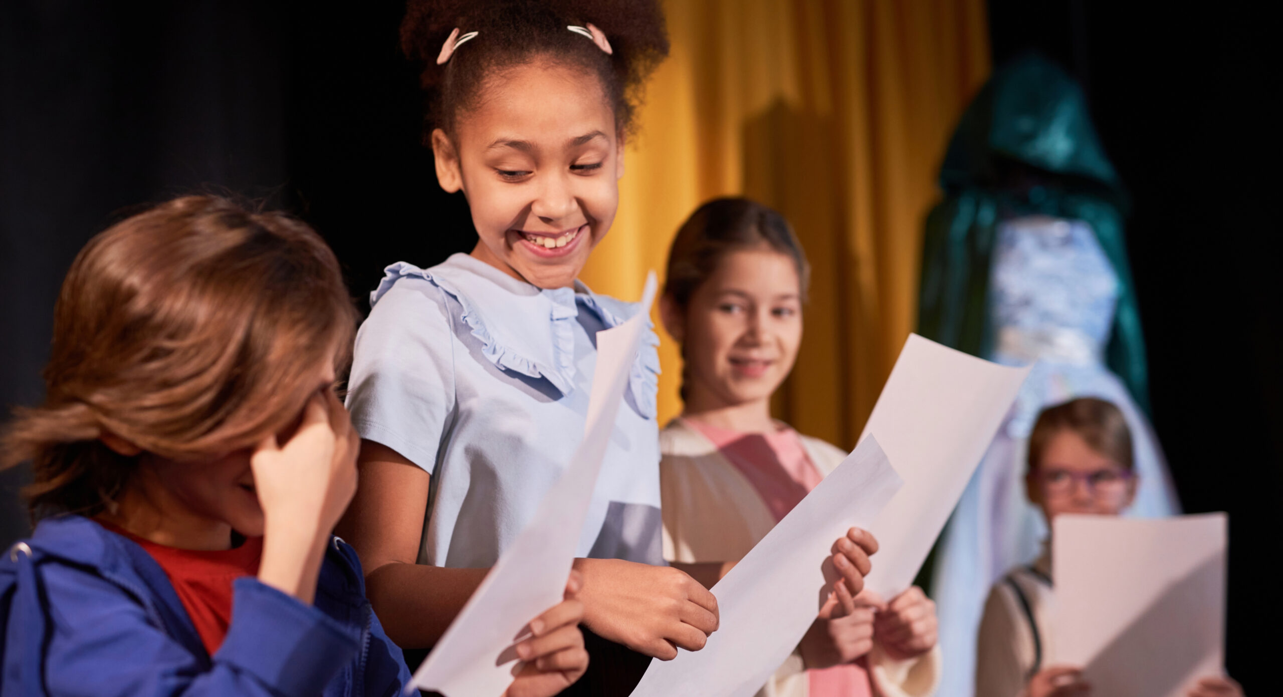 Children rehearsing a play at a performance art camp in Franklin, Williamson County, TN.