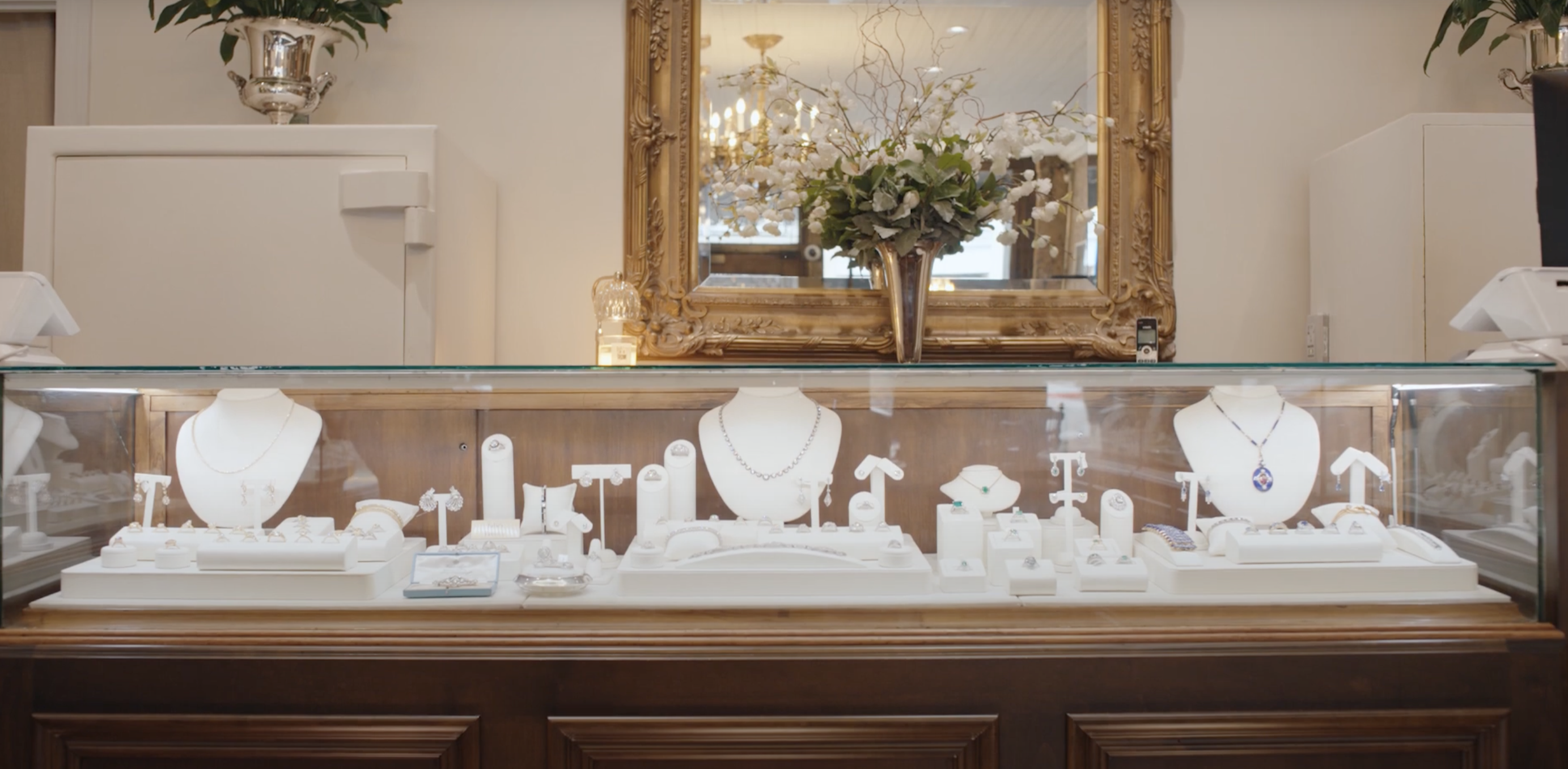 Display case at Walton's Jewelers