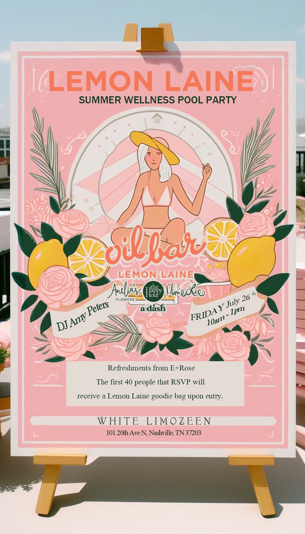 White Limozeen x Lemon Laine Wellness Pool Party Nashville, TN.