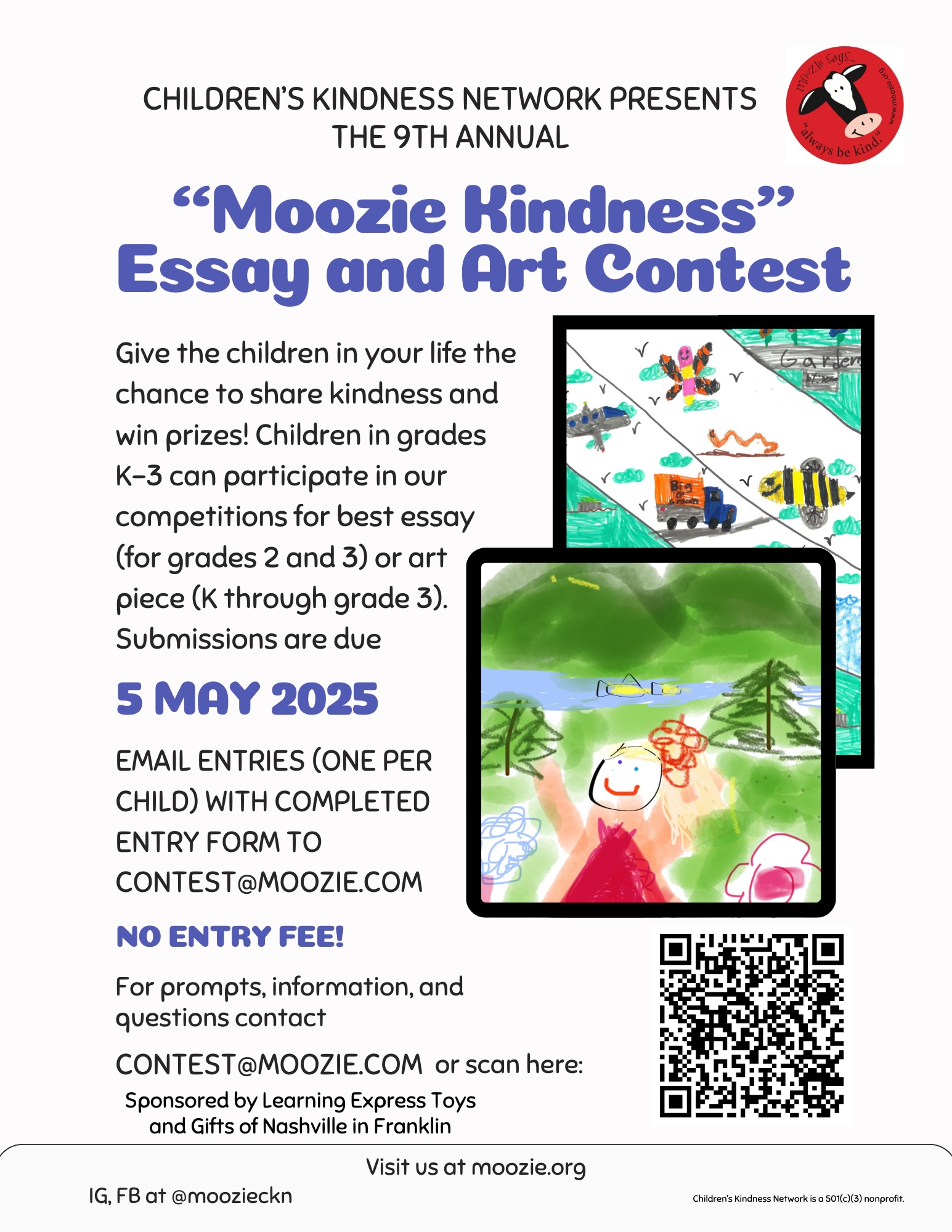 2025.Moozies-Kindness-Contest-Flyer-, Ivory Blue Illustrative Kids Music Contest Flyer - 1