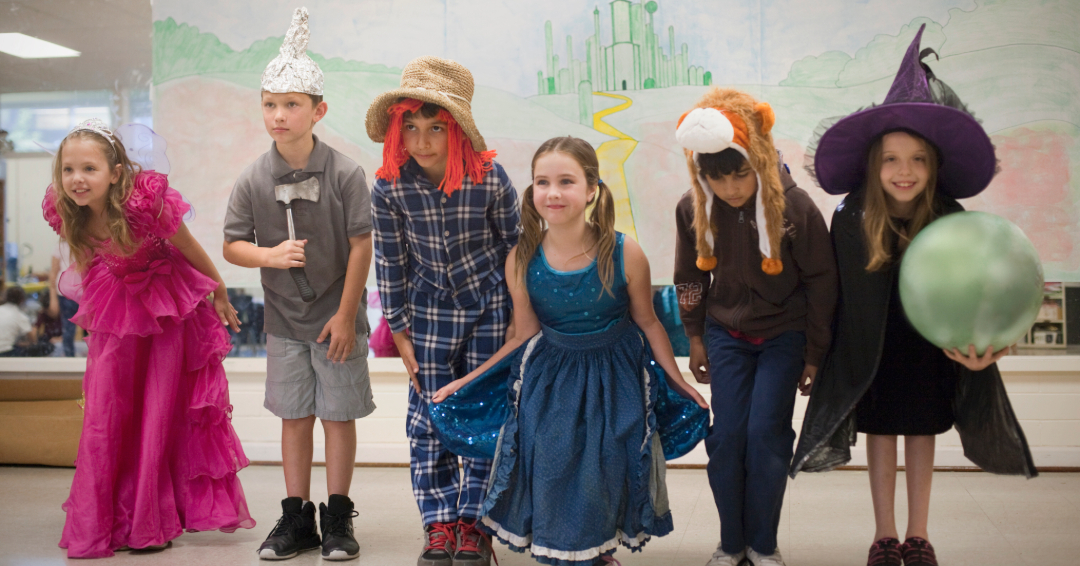 Kids at a performing arts camp in Franklin, TN wearing costumes.