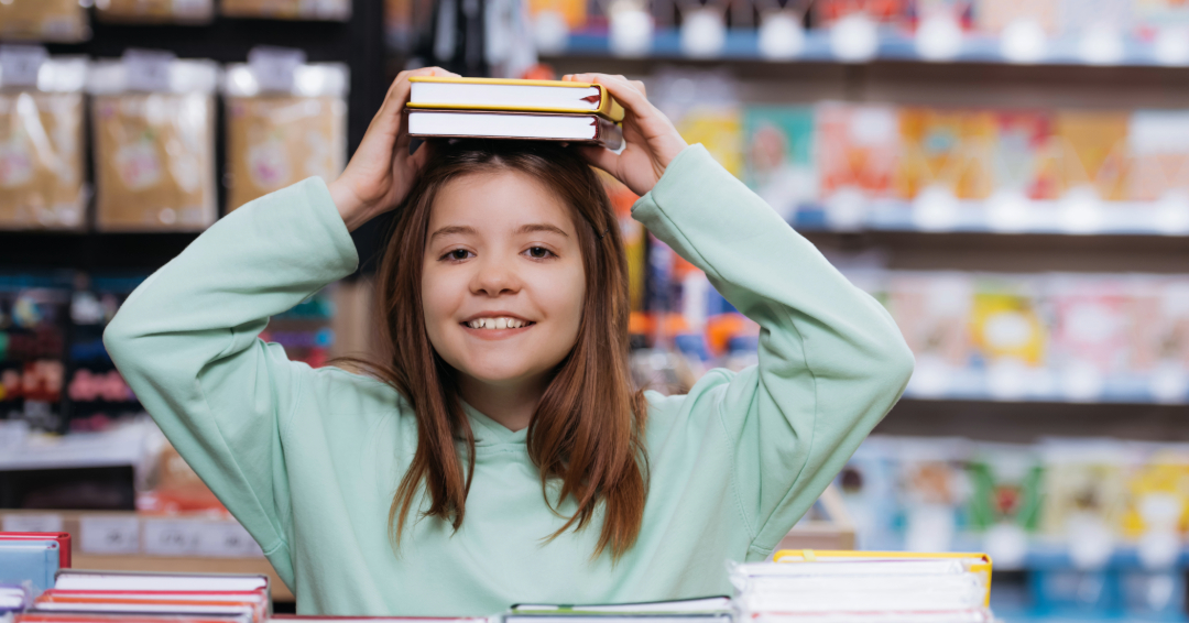 Girl with books Franklin Library TN