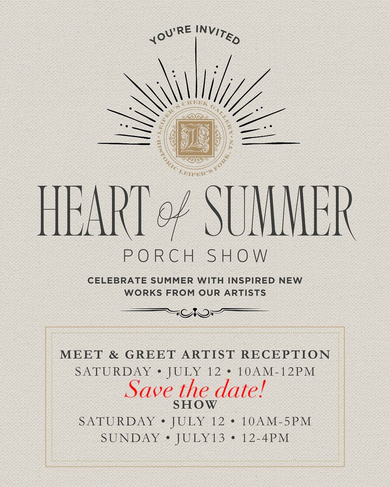 Heart of Summer Porch Show - Leiper's Creek Gallery TN.