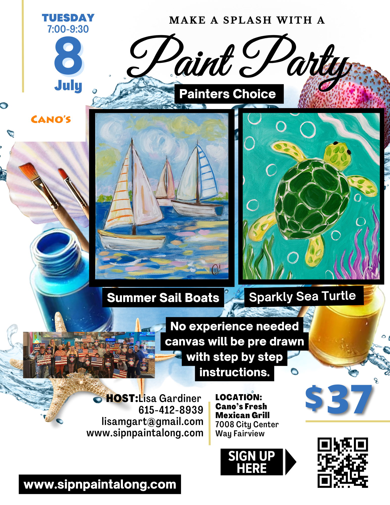 Summer Sail Boats or Sparky Sea Turtle @Cano’s Fresh Mexican Grill in Fairview, TN.