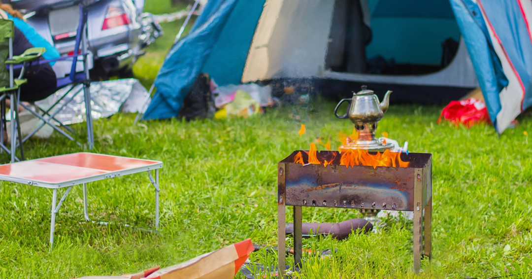 A campsite scene, showcasing outdoor adventures available in and around Williamson County, Tennessee. 