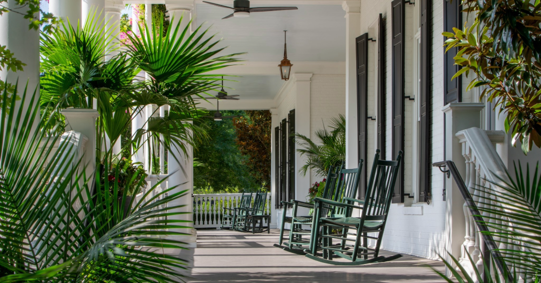 Rocking chairs on the porch of The Residents Club in Franklin, Tennessee's Westhaven neighborhood.