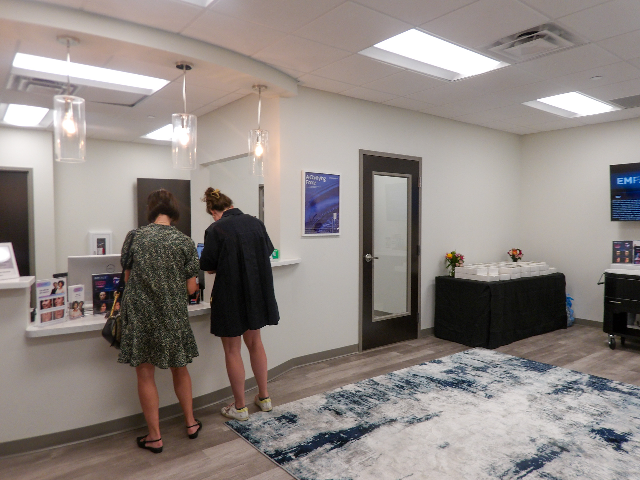 The waiting room of Belcourt Aesthetics Brentwood is pictured, marking their re-grand opening in July of 2025.