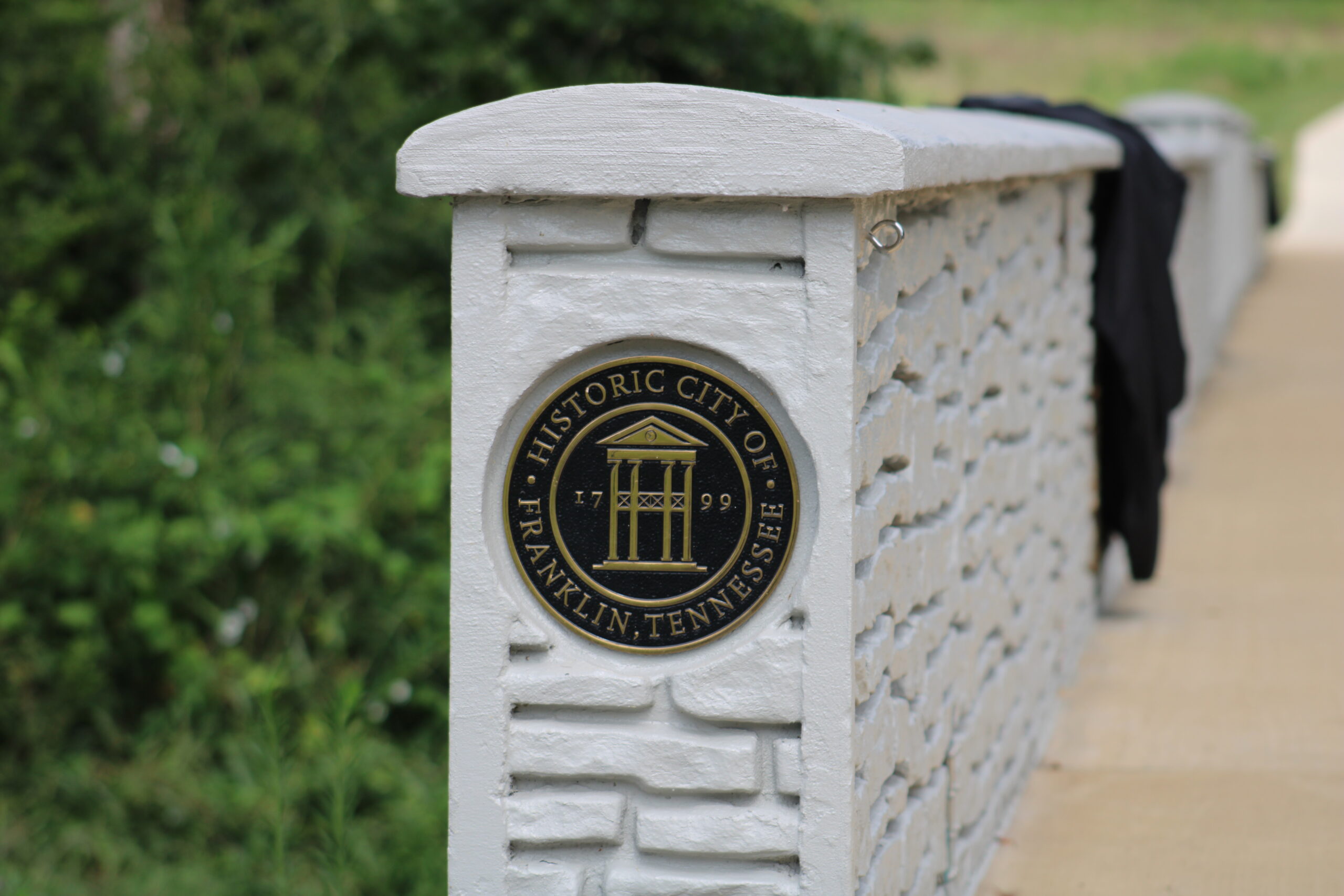 Historic Franklin TN Emblem on the Pedestrian Bridge at Harlinsdalde Farm