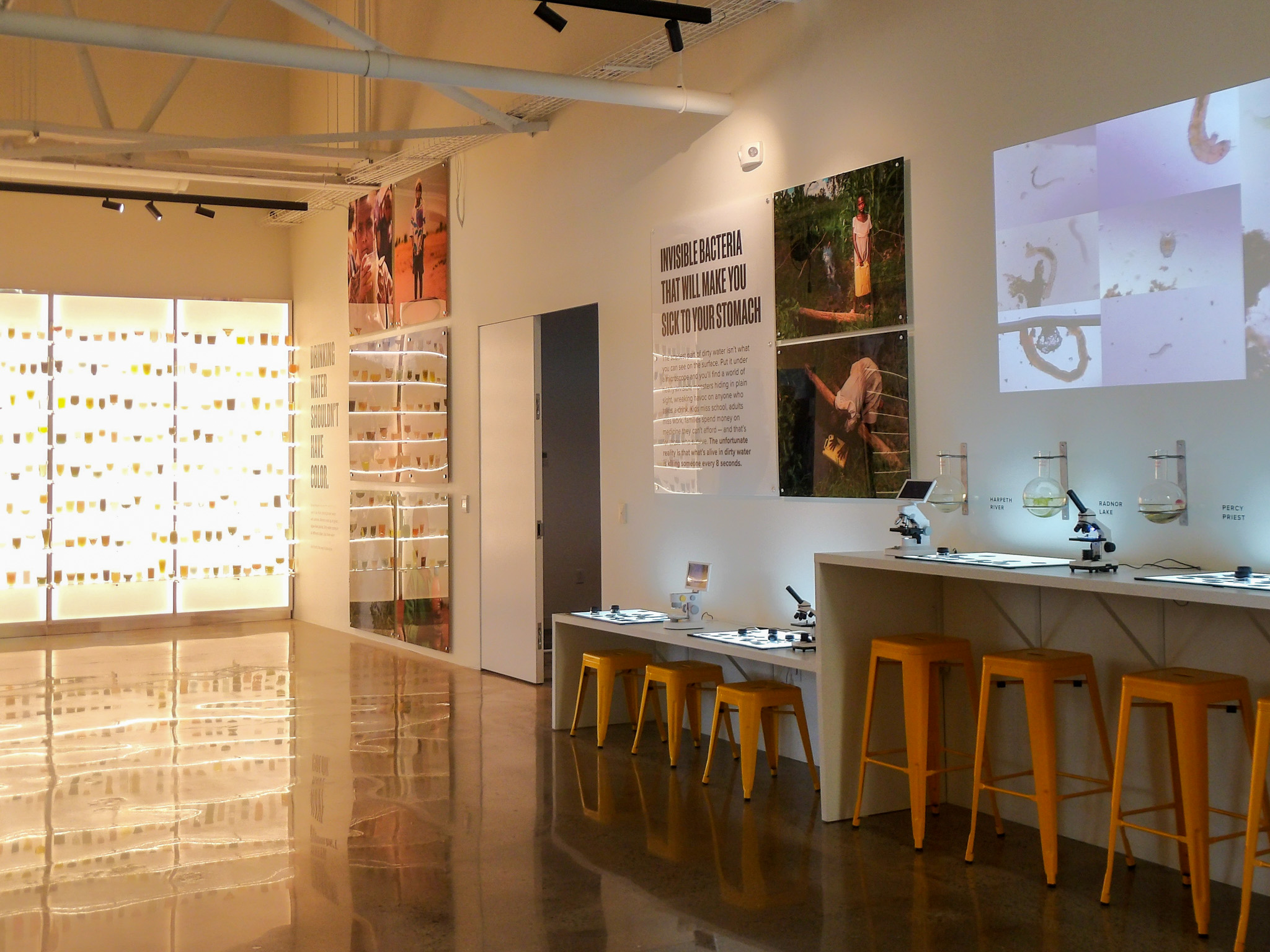 A view of The Experience Lab by charity: water in The Factory at Franklin in Franklin, Tennessee.