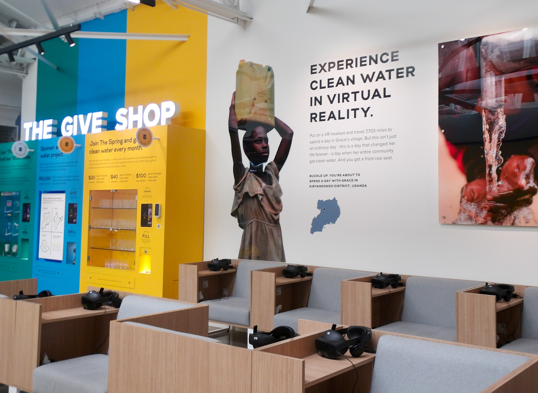 Virtual Reality at The Experience Lab by charity: water in Franklin, TN., an installation in The Factory at Franklin.