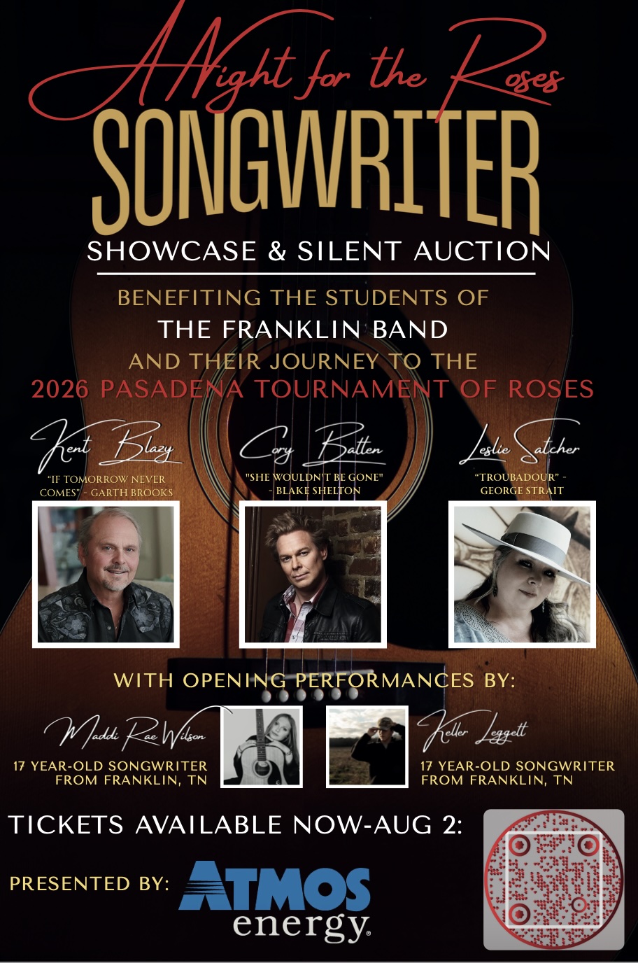 The Franklin Band Songwriter Showcase & Silent Auction, A Night for the Roses.