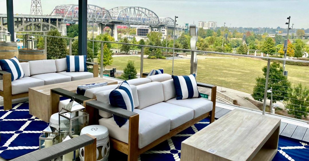 The Hampton Social Nashville, TN Rooftop waterview dining outdoor patios.