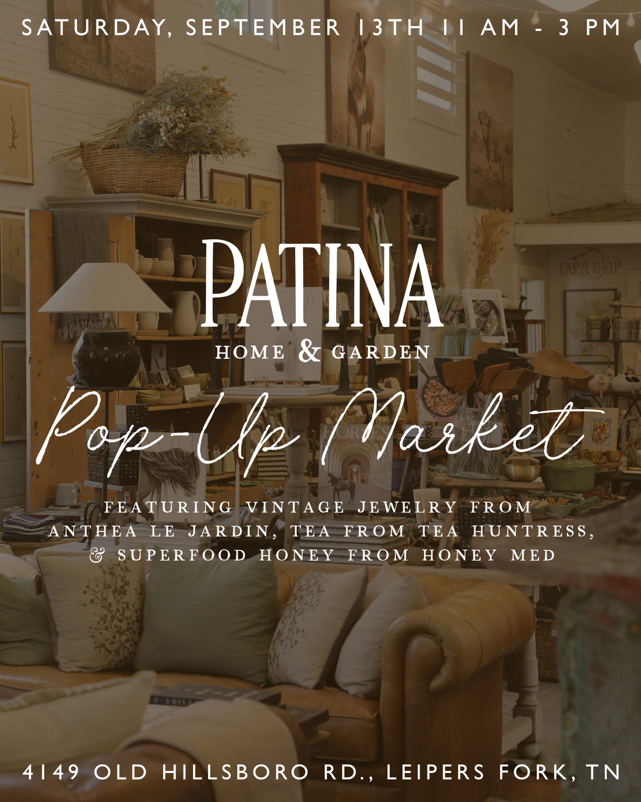 Pop-Up Market at Patina Home & Garden in Leiper's Fork, TN.