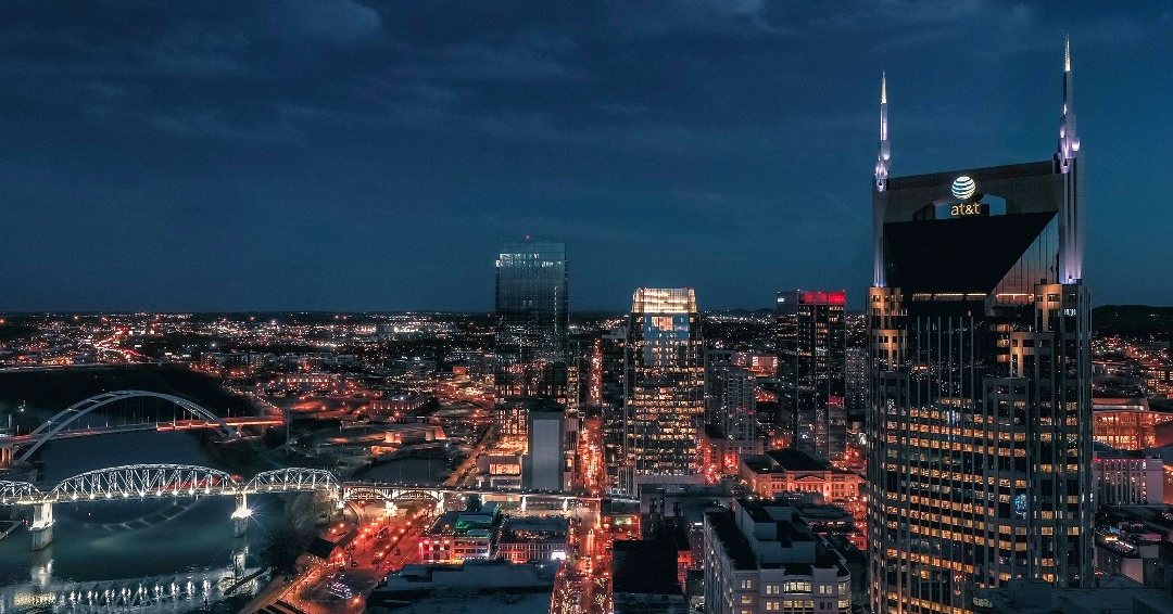 Nashville, Tennessee has a beautiful skyline, easily recognized by the famous AT&T building.