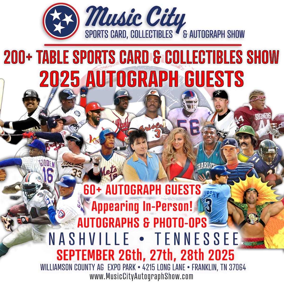CHARLIE SHEEN Autograph Signing & Meet and Greet at the 2025 MUSIC CITY Autograph & Sports Card Show in Franklin, TN.