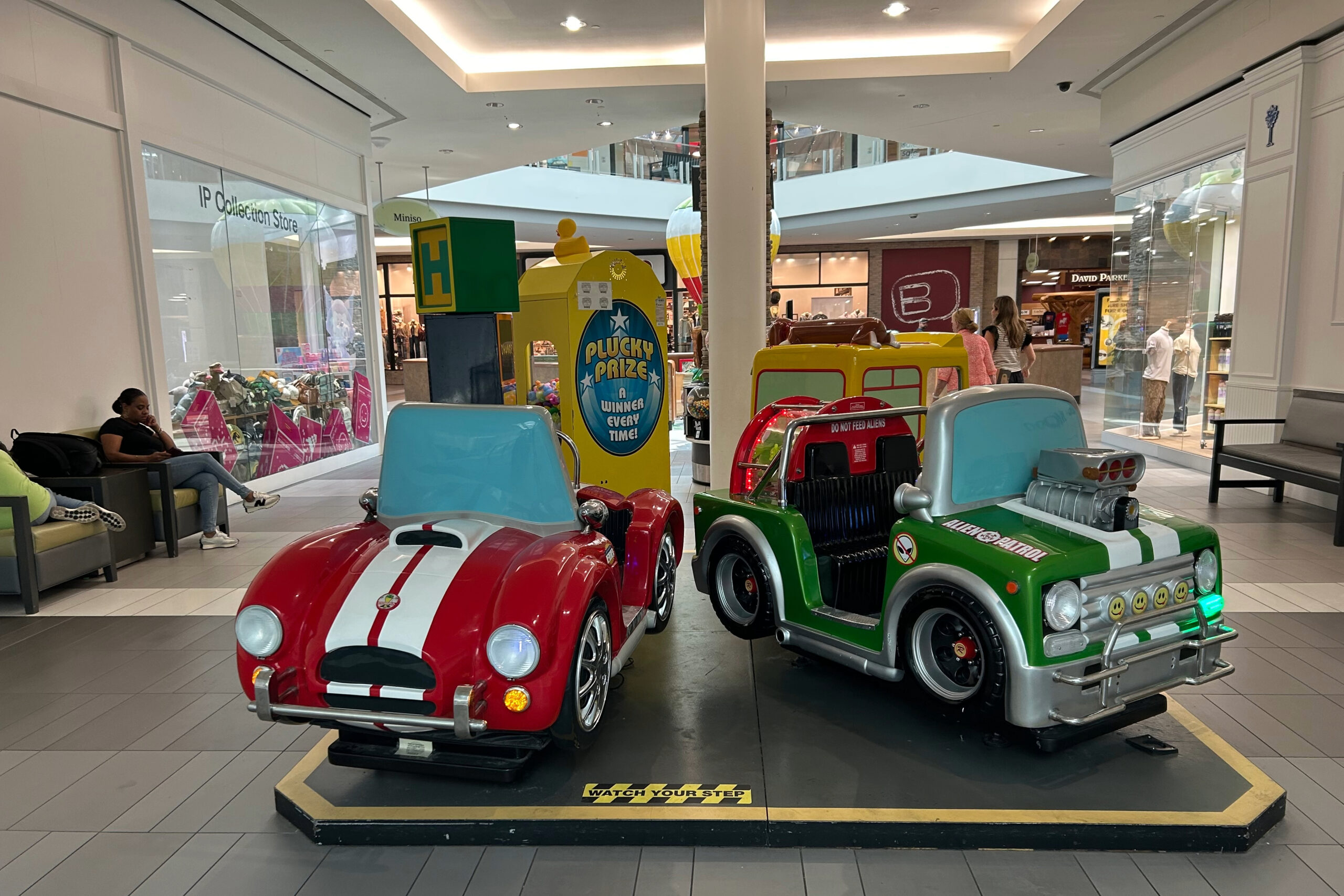 CoolSprings Galleria Mall in Franklin, TN., offers kids activities such as games and car rides that are stationary.