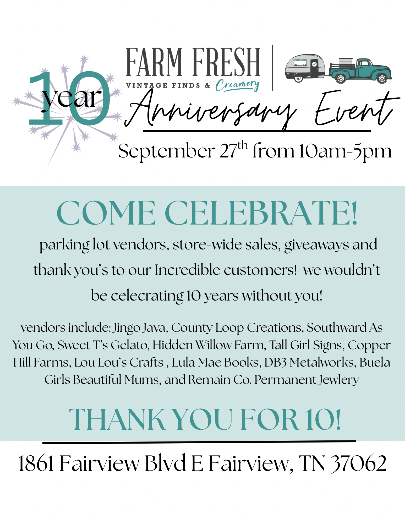 Farm Fresh Vintage Finds 10 Year Anniversary