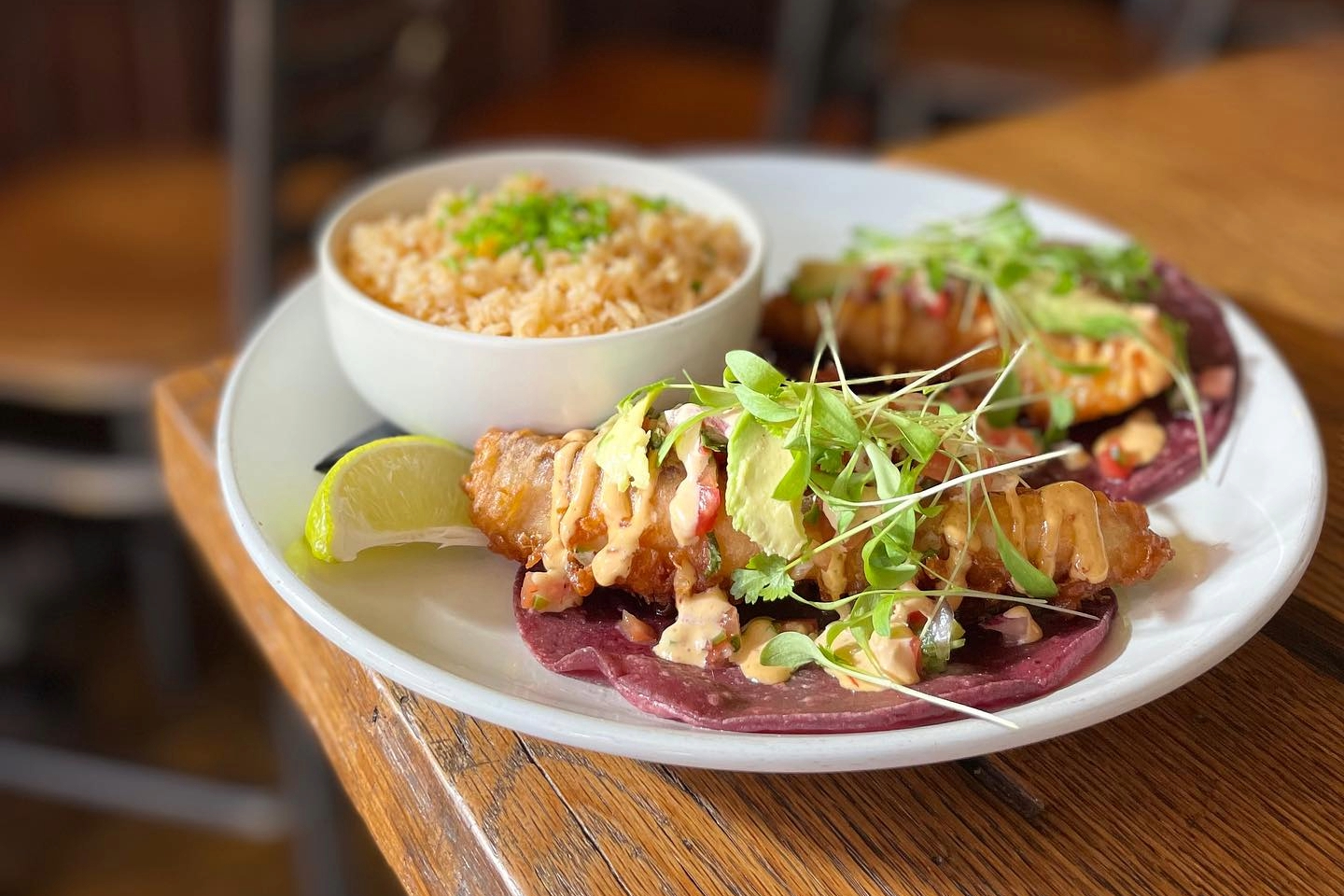 Tacos for lunch at GRAY's On Main in Franklin, Tennessee. 