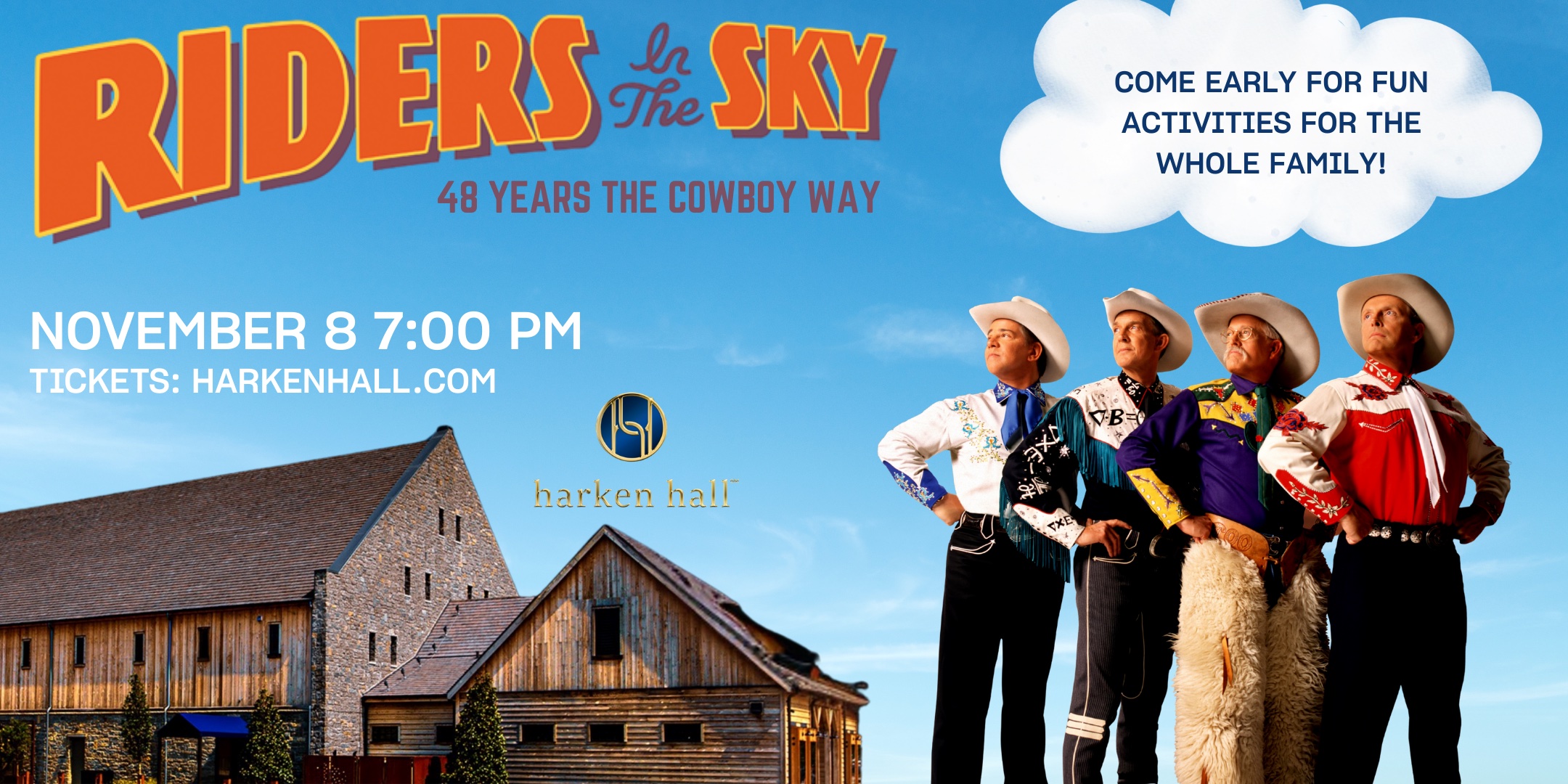 Harken Hall to Host America’s Favorite Cowboys, Riders In The Sky: Celebrating 48 Years The Cowboy Way - November 8
